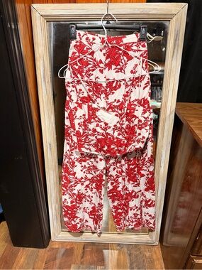 Red Floral Wide-Leg 2 Piece Jumpsuit